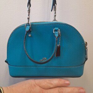 Coach Turquoise Blue Micro Mini Sierra Crossbody Leather Satchel H1677-F54661